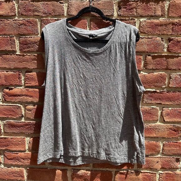 Madewell Whisper Crewneck Tank Heather Gray Sleeveless Top Relaxed Women’s L NEW - Picture 2 of 4
